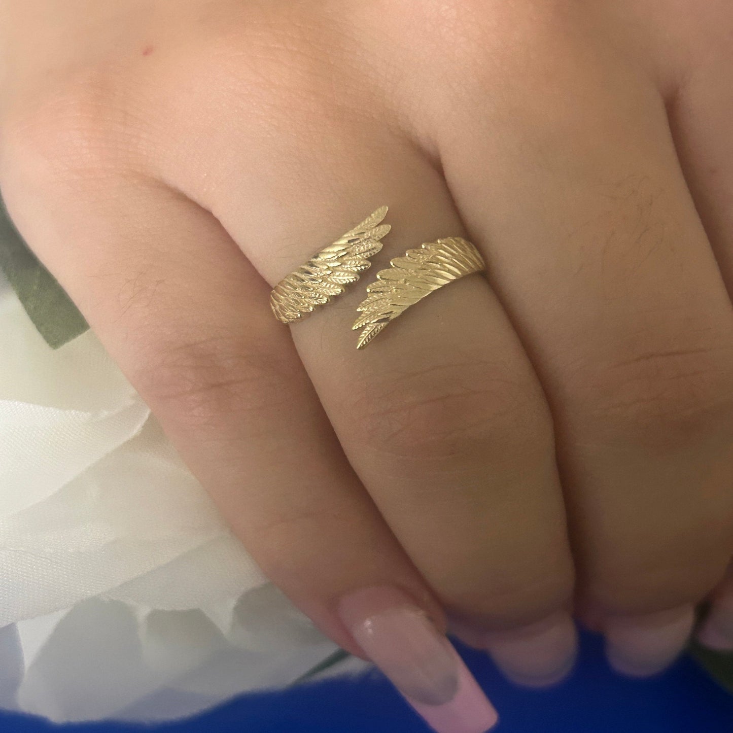 14k Solid Gold Angel Wing Statement Ring / Angel Wings Ring /Angel Wing Gold Ring /Angel Wing Gold Statement Ring/Gift for Her / Made in USA