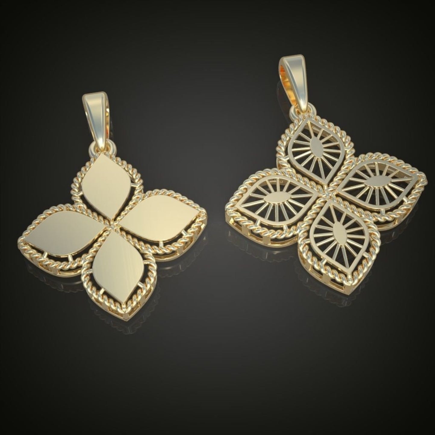 Solid Gold Clover Necklace