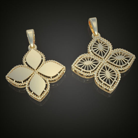 Solid Gold Clover Necklace