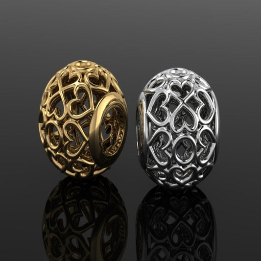 Gold Bead Charm with Heart