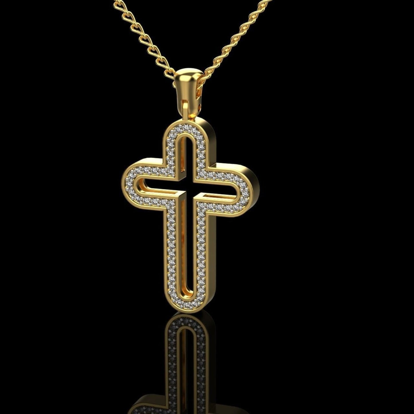Gold Diamond Cross Pendant