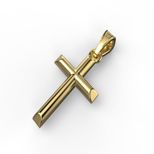 14K Solid Yellow Gold Cross Necklace