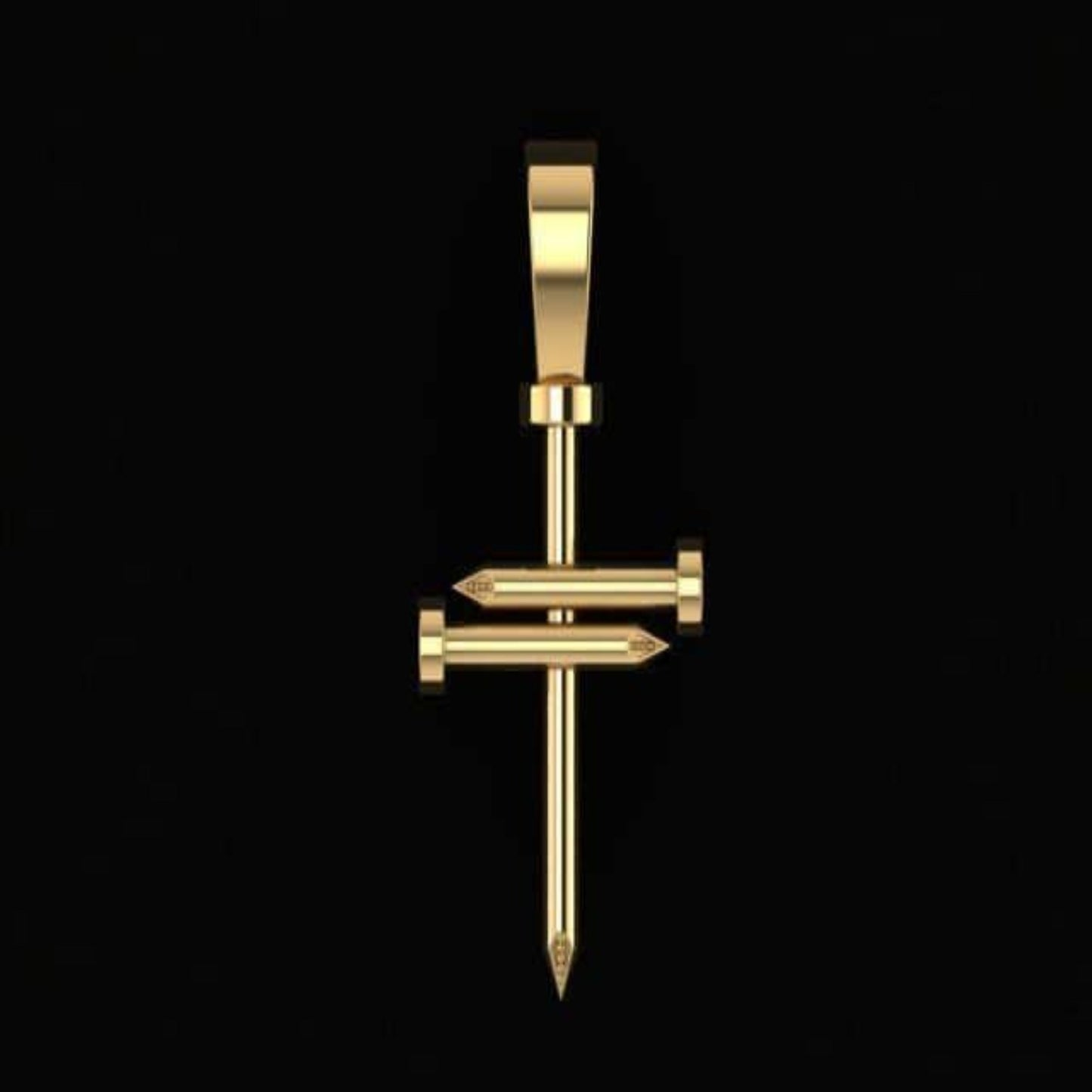 Gold Nail Cross Pendant