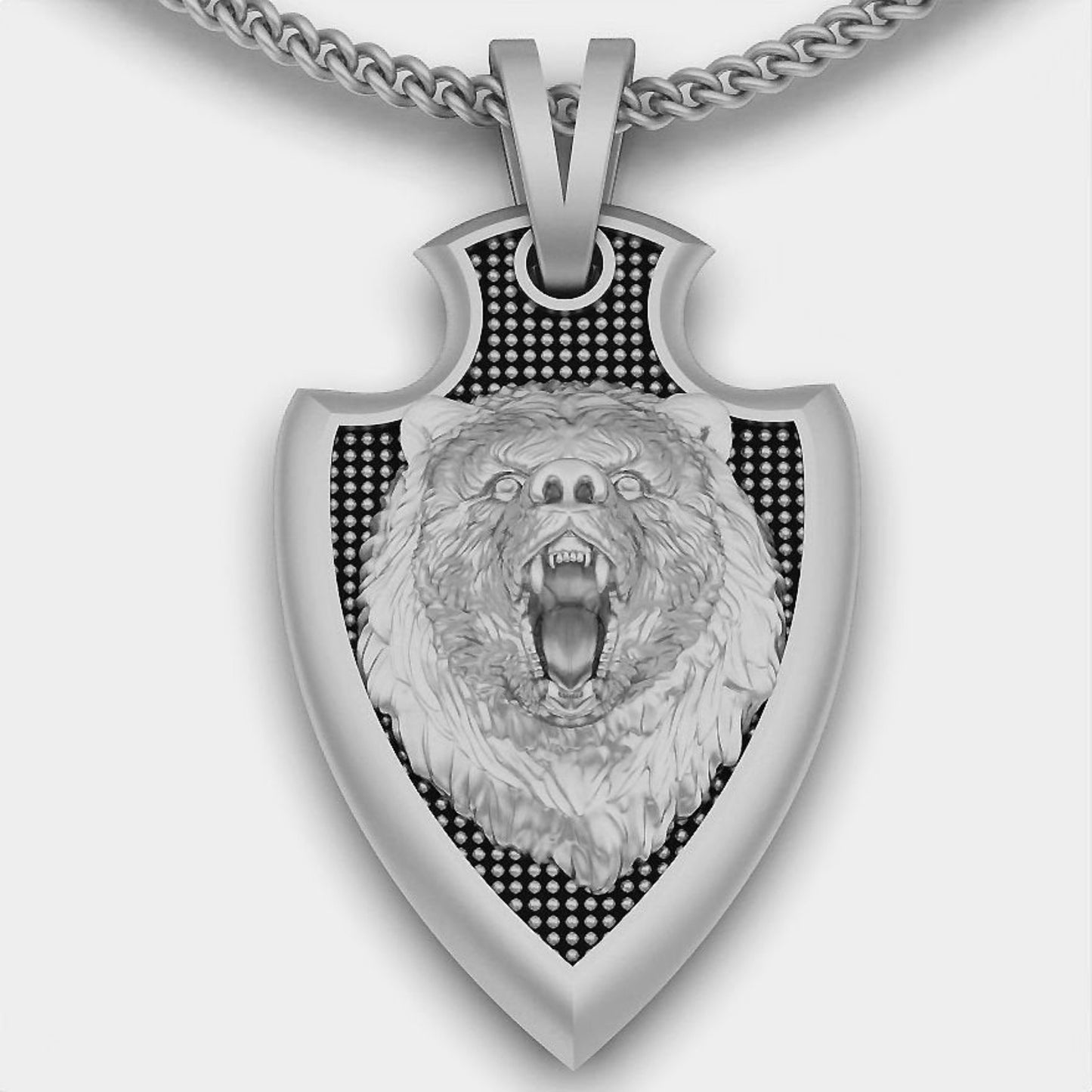 14K Solid Gold Shield Pendant with Lion 14.25 Grams / Shield Necklace with Lion / Unisex Shield Necklace /30mm X 19.29mm