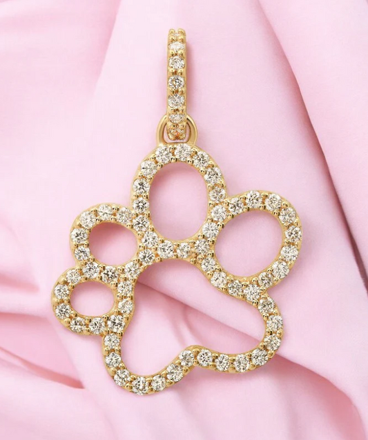 Gold Diamond Paw Pendant