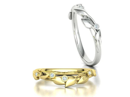 Discover Elegance with the 14K Solid Gold Floral Design Diamond Wedding Band - A Perfect Gift for Her