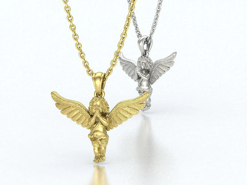 The Timeless Charm of the 14K Solid Gold Praying Baby Angel Necklace