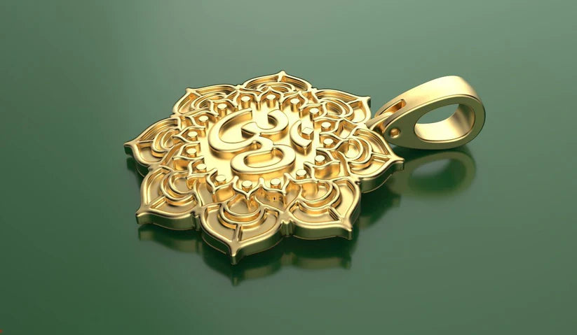 14K Gold OM Lotus SOHAM Pendant