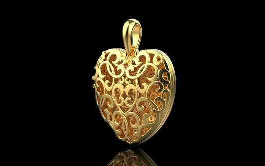 Elevate Your Style with Our 14K Solid Yellow Gold Filigree Heart Necklace