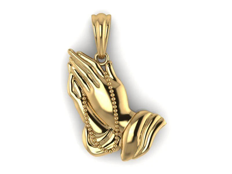 Discover the Elegance of 14K Solid Gold 3D Praying Hands Pendant