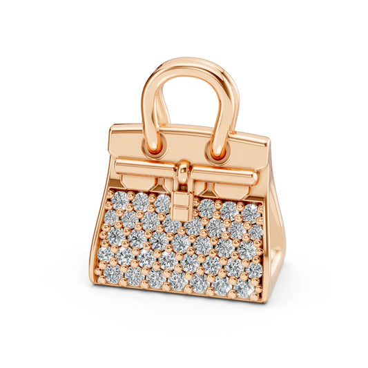 Discover the Sparkle of Luxury with Our 14K Solid Gold Diamond Purse Pendant - A Perfect Gift for Her