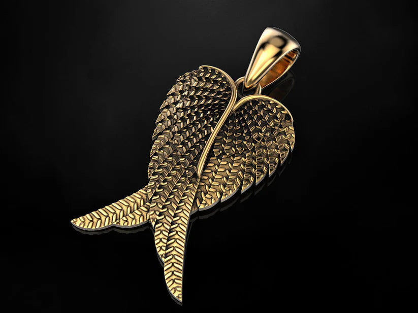 Elevate Your Jewelry Collection with Our 14K Solid Gold Angel Wings Pendant