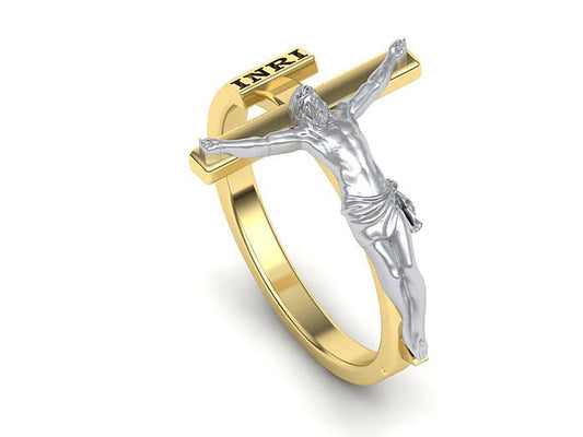 14K Solid Gold Jesus on Cross Ring: A Perfect Gift for Her