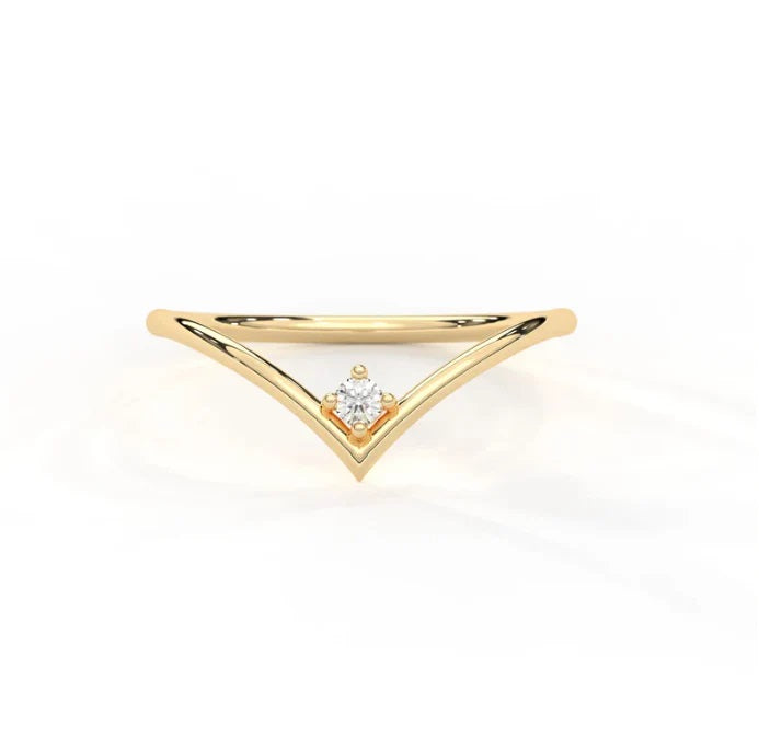 The 14K Solid Gold Diamond Chevron Ring: A Stunning V-Shape Stacking Ring for Her