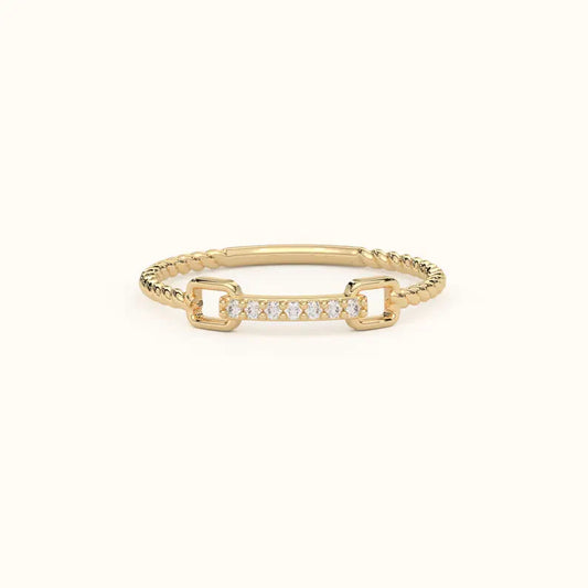 14k Solid Gold Diamond Belt Design Ring: A Perfect Gift for Her
