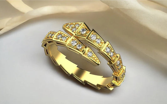 14K Diamond Solid Gold Snake Diamond Ring: A Timeless Gift with Conflict-Free Real Diamonds