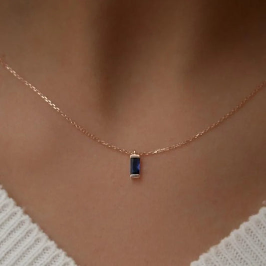 Discover Elegance: The 14K Solid Gold Sapphire Necklace