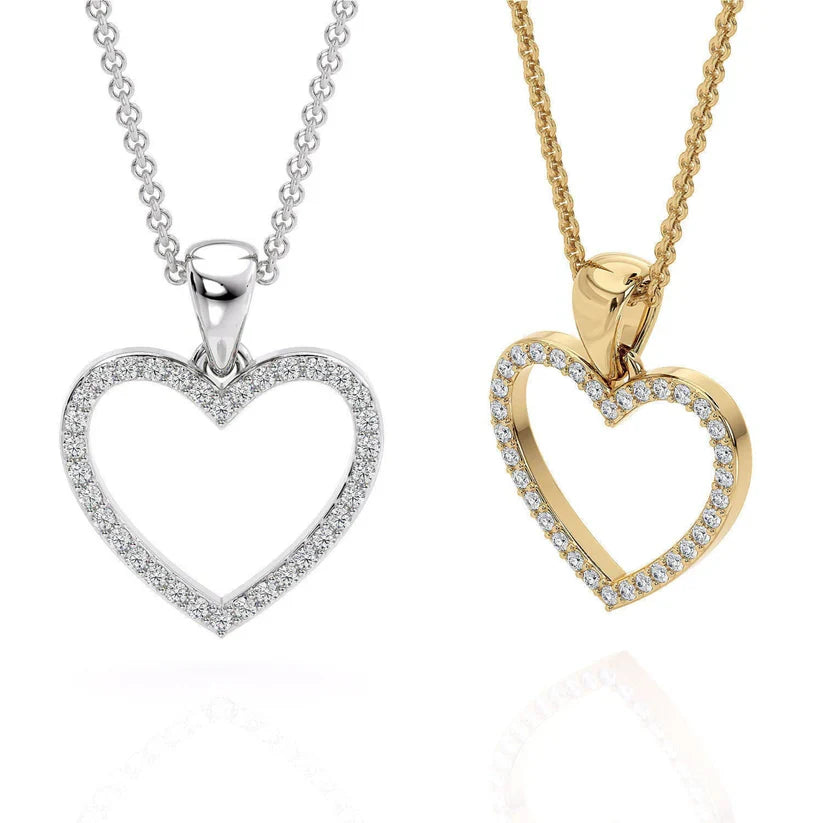 Discover Timeless Elegance with Our 14K Solid Gold Heart Design Necklace with Real Diamonds