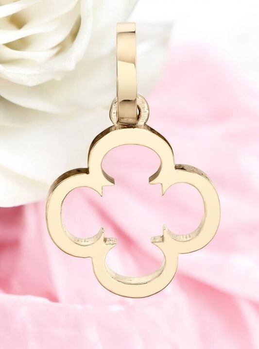 14k Solid Gold Mini Clover Pendant, Gold Clover Pendant for Her, Stylist Clover Pendant, Gift for Her