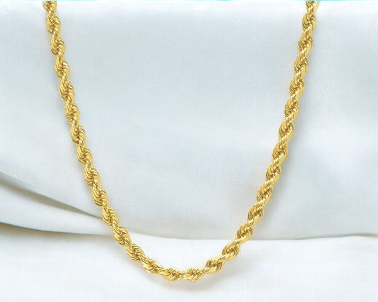 14k Solid Gold Diamond Cut Rope Chain 4.0mm