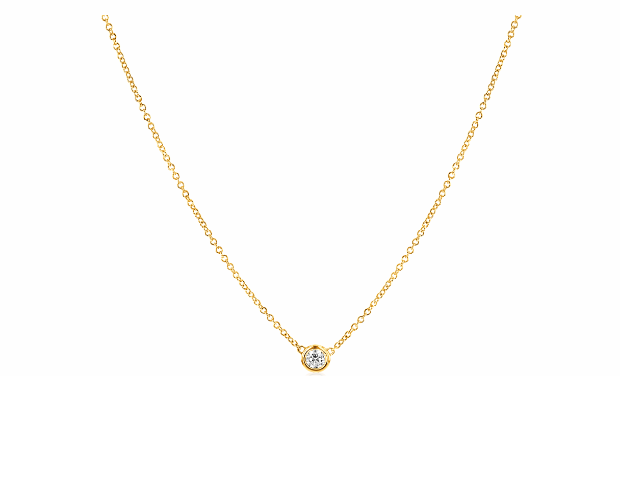 14K Solid Gold Bezel Set Diamond Necklace / Diamond Solitaire Bezel Set Necklace / Diamond Gift for Her