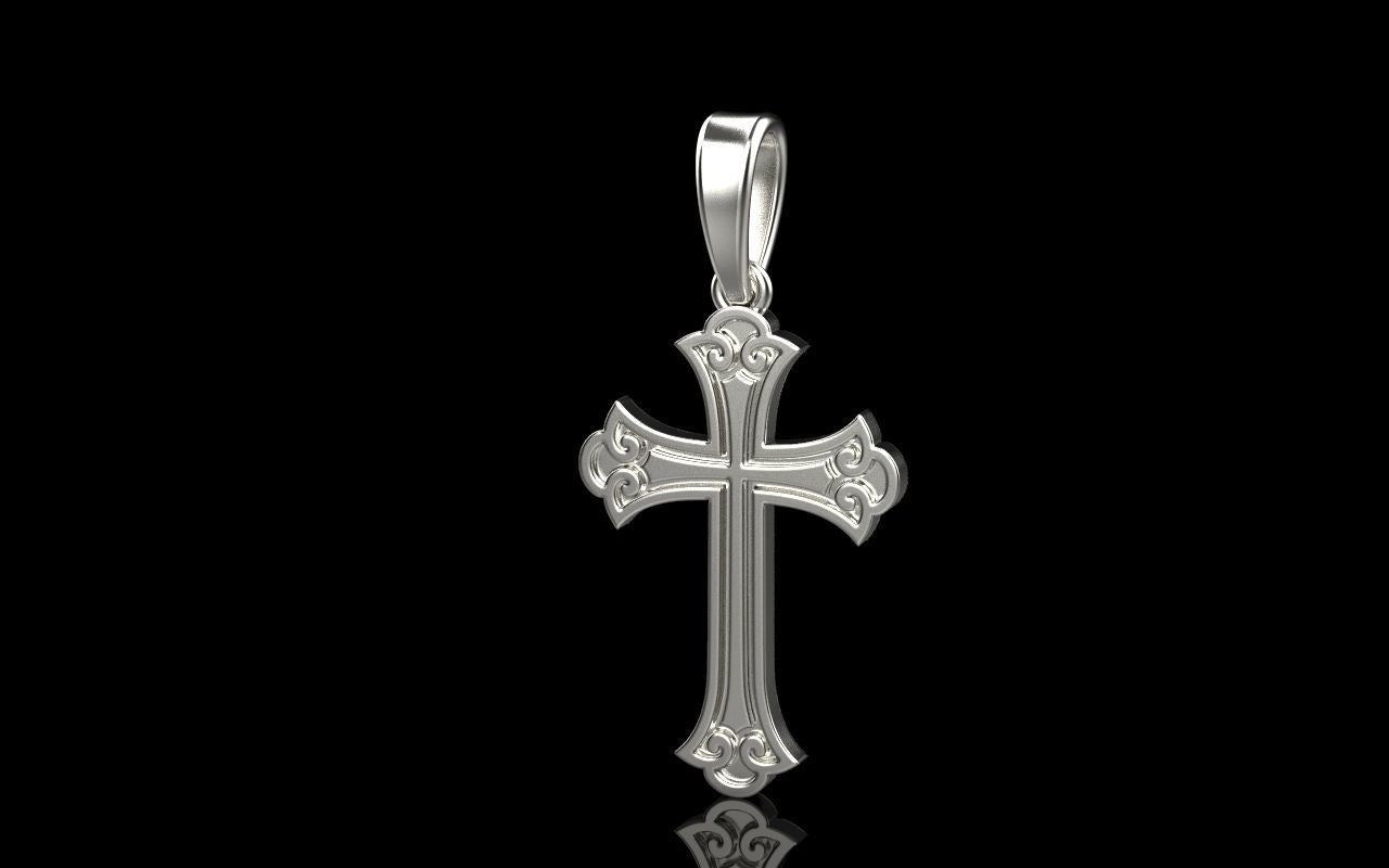 14K Solid Gold Cross Pendant  / Gold Crucifix Pendant / Unisex Gold Cross Pendant / Gold Unisex Cross/ 30mm X 20mm / Gift for Her