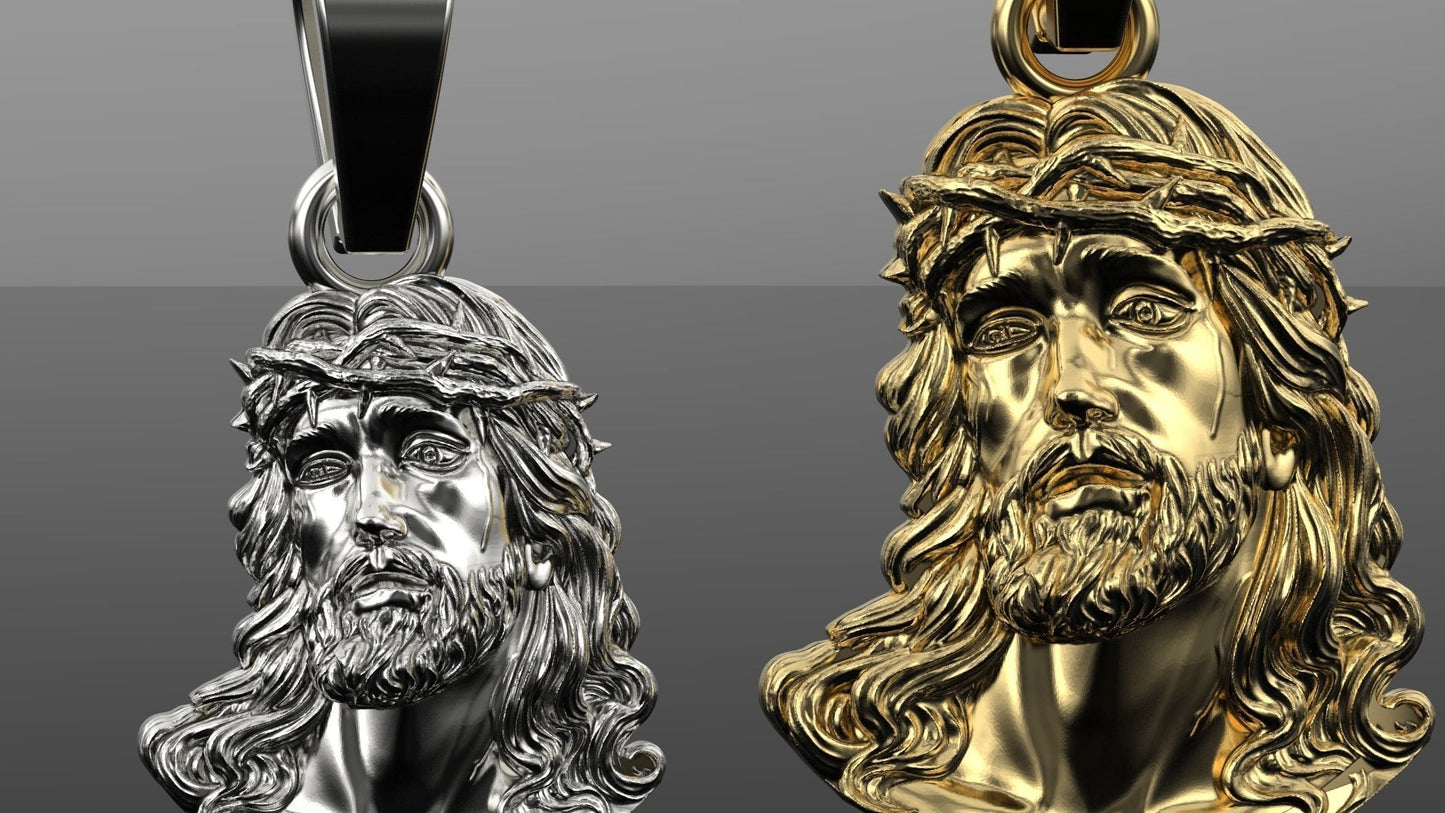 14K Solid Gold Jesus Face / Jesus Christ Face Pendant / Unisex Jesus Face Gold Necklace / Christian Gold Jesus Pendant /Unisex Jesus Pendant