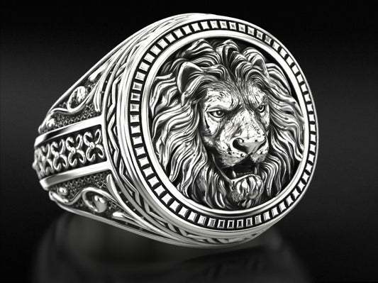 14k Solid Gold Lion Head Ring / Men's Lion Ring / Lion Gold Ring / Lion Statement Ring / Made in USA