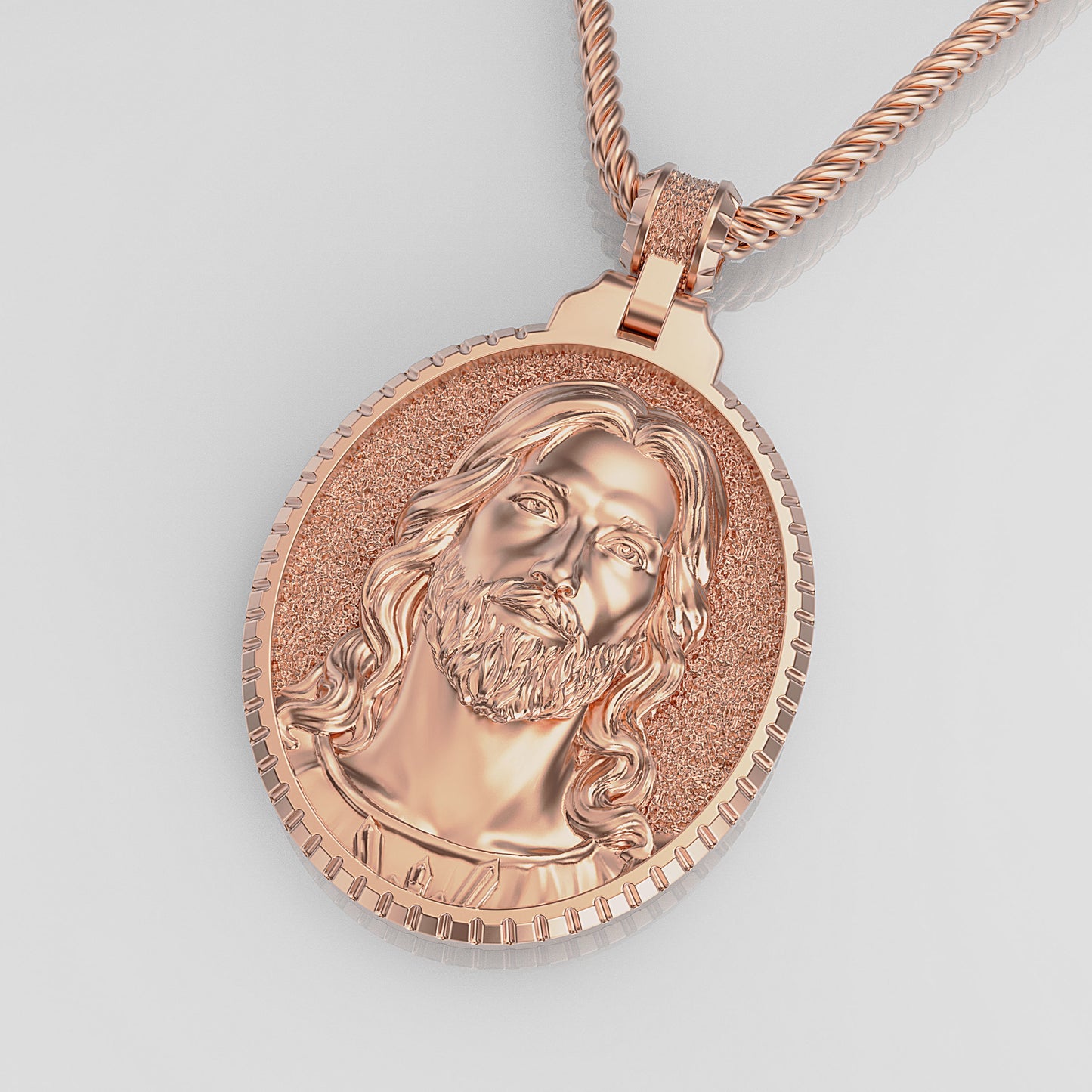 14K Solid Gold Jesus Pendant 25 Grams / Gold Necklace / 14K Solid Yellow Oval Gold Jesus Necklace / 32mm X 27mm / Gift for Her