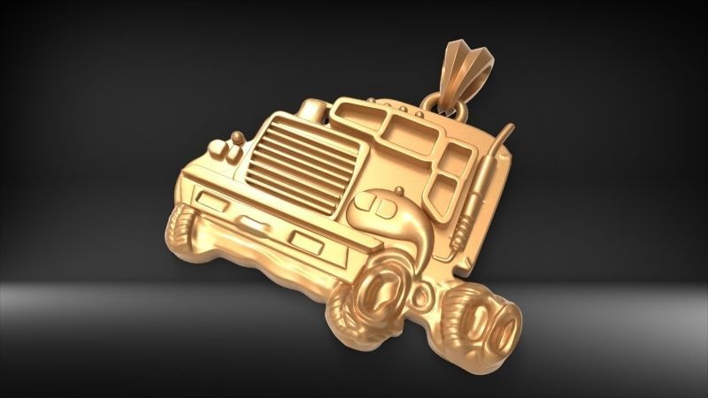 14K Solid Gold Truck Pendant / Truck Gold Necklace / 14K Solid Yellow Gold Truck Necklace 30 Grams / 33mm X 26mm / Gift for Him