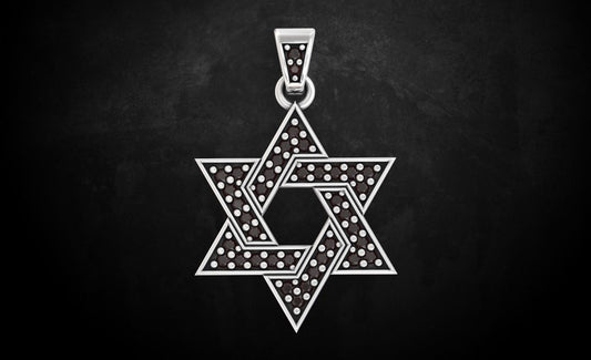 14K Gold Black Diamond Star of David Pendant 0.40 Carat / Star of David Diamond Necklace / Diamond Jewish Star Necklace with Black Diamonds