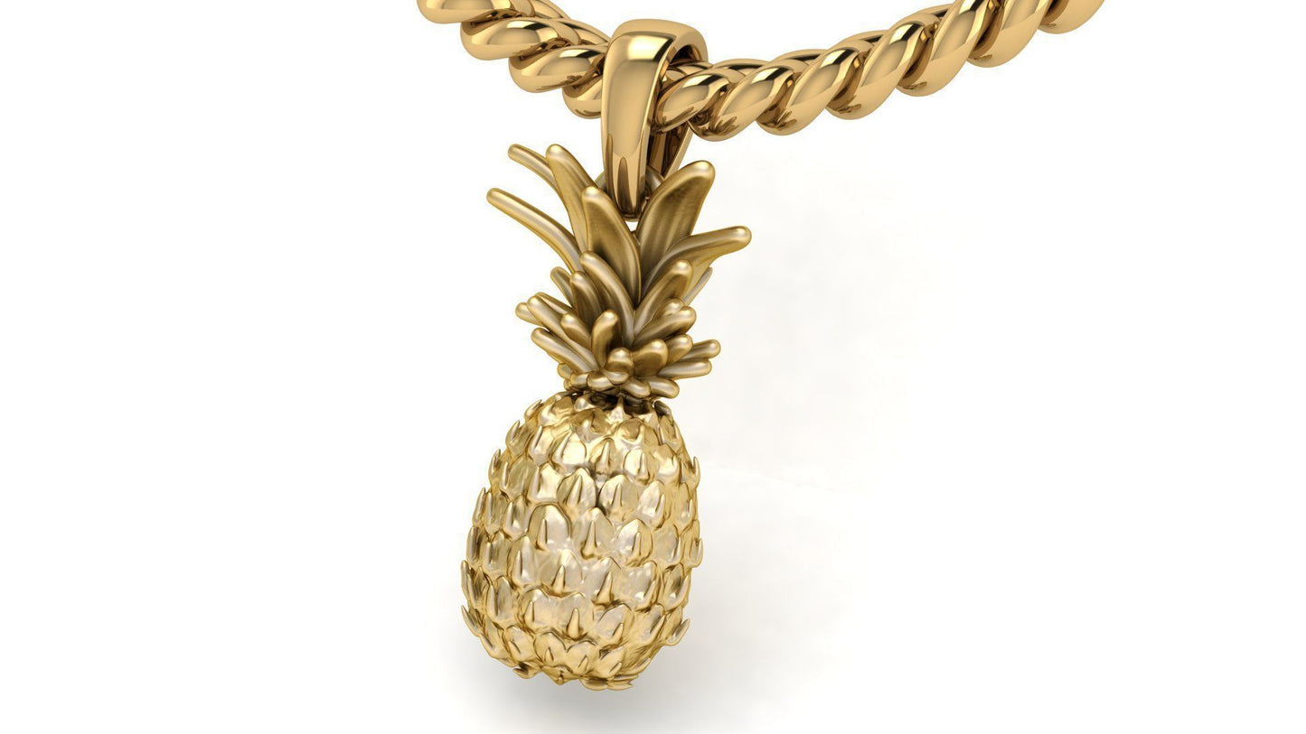 14k Solid Gold Pineapple Pendant / Gold Pineapple Pendant / Pineapple Pendant / Pineapple Jewelry / Pineapple Hand Made Pendant - JewelsnGlitters