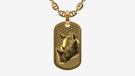 14k Solid Gold Rhino Necklace / 14K Gold Rhino Pendant / Gold Rhino Necklace /Rhino Necklace / Great Gift idea - JewelsnGlitters