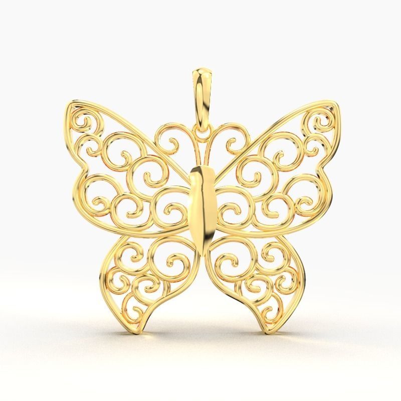 14K Solid Gold Butterfly Pendant / Butterfly Gold Necklace / Gold Butterfly Pendant for Her / Butterfly Gold Necklace / Gift for Her - JewelsnGlitters