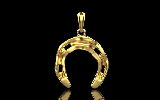 14K Solid Yellow Gold Horseshoe Pendant / Gold Horseshoe Necklace / Horseshoe Jewelry / Gift for Her - JewelsnGlitters