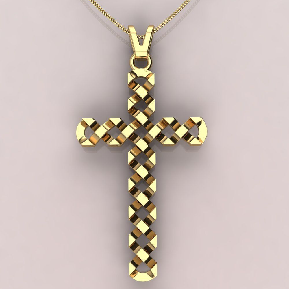 14k Solid Gold Twist Cross Pendant, Unique Twist Cross, Unisex Cross Pendant, Gift for Her