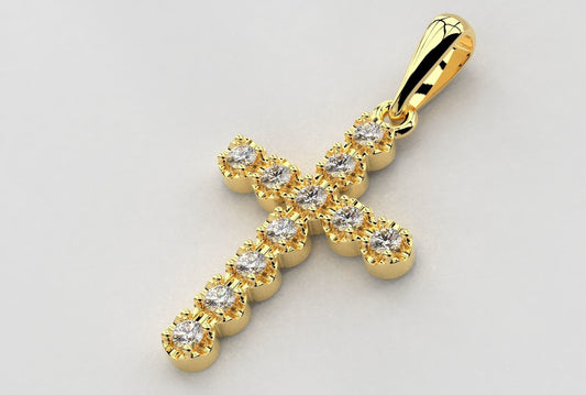 14k Solid Gold Diamond Cross 0.40 Carat / Diamond Cross Pendant for Her / Unisex Gold Cross 24mm X 15.50mm