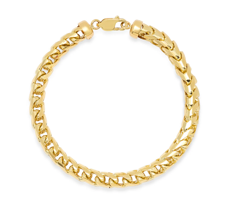 14K REAL Solid Gold Diamond Cut Hand Made Heavy Franco Bracelet / BEST VALUE / Thick Gold Chain / Solid Gold Chain 6.5mm Width