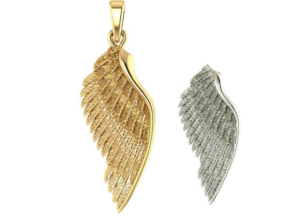 14K Solid Gold Angel Wing / Angel Wing Gold Necklace / Gold Angel Wing Pendant / Angel Wing for Her / 13.77mm X 31.38mm - JewelsnGlitters