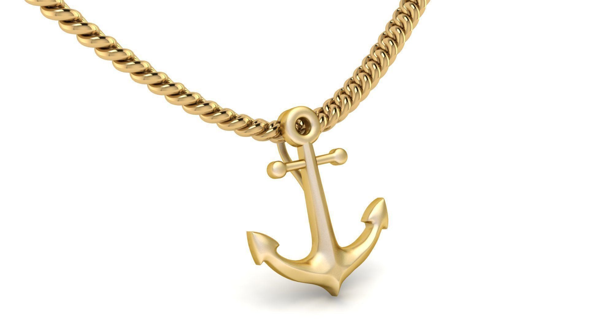 14K Solid Gold Anchor Necklace / Marine Pendant /Anchor Necklace For Women/ For Men / Marine Pendant/ Gift for Her 27mm X 22mm / 5 Grams - JewelsnGlitters