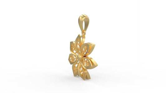 14K Solid Gold Flower Necklace / Gold Flower Pendant / Gold Flower Jewelry for Her / Gift for Her