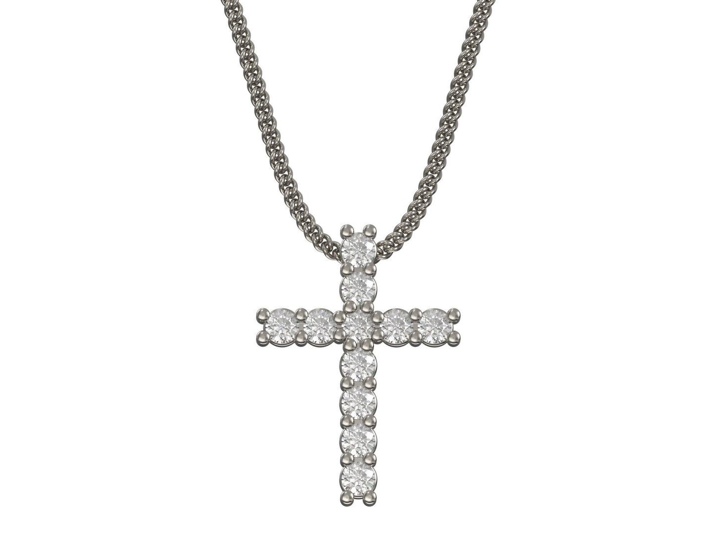 14k Solid Gold Cross Necklace with Lab Grown Diamonds / Diamond Simple Crucifix Pendant / Gift for Her / Diamond Cross Pendant