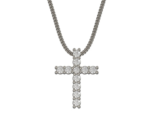 14k Solid Gold Cross Necklace with Lab Grown Diamonds / Diamond Simple Crucifix Pendant / Gift for Her / Diamond Cross Pendant