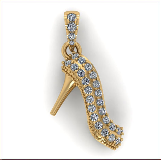 14K Solid Diamond High Heel Pendant  / Diamond High Heels Necklace / High Heels Jewelry for Her / Gift for Her - JewelsnGlitters