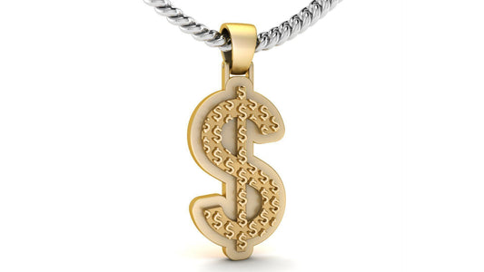 14K Solid Gold Dollar Sign Necklace / Dollar Pendant / Dollar Sign For Women/ For Men / Dollar Pendant/ Gift for Her 18mm X 34mm - JewelsnGlitters