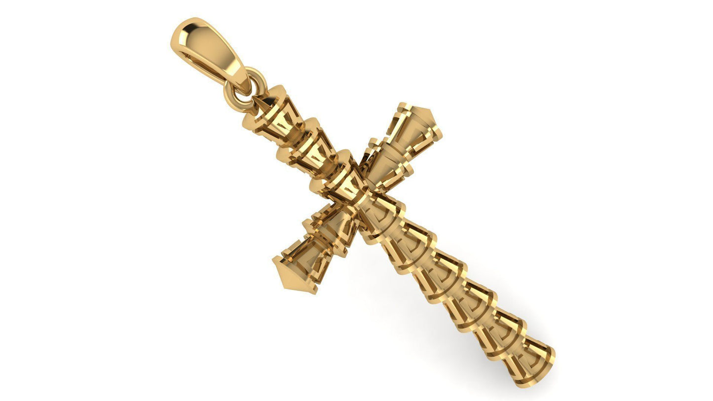 14K Solid Solid Gold Unique Design Cross Necklace / Crucifix Simple and Classic Pendant / Religious Necklace For Women / For Men 40mm x 21mm