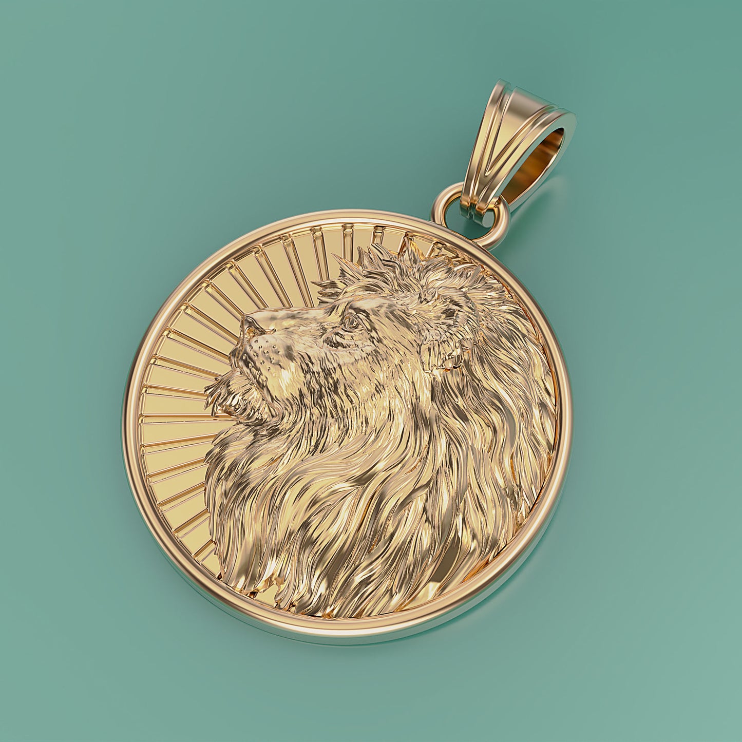 14k Solid 3D Gold Lion Pendant / Gold Gold Lion Necklace / Lion Head Necklace / Lion Jewelry / Lion Hand Made Necklace / Great Gift Idea