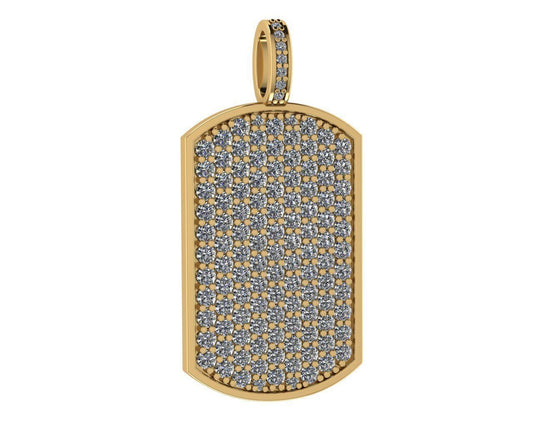 Diamond Dog Tag Necklace 4.00 Carat / 14k Gold Diamond Dog Tag Necklace 31mm X 19mm / Diamond Necklace / Unisex Diamond Necklace 16 Grams