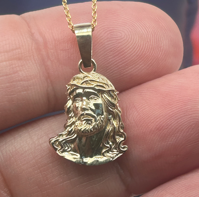 14K Solid Gold Jesus Face / Jesus Christ Face Pendant / Unisex Jesus Face Gold Necklace / Christian Gold Jesus Pendant /Unisex Jesus Pendant