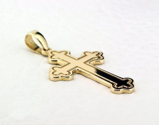 14K Solid Gold Orthodox Cross Necklace / Cross Pendant / Religious Necklace For Women / Unisex Gold Cross For Men / Gift For Her